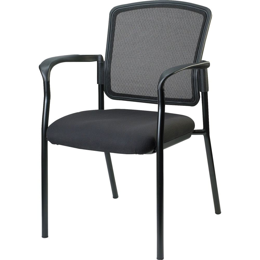 Lorell Mesh/Fabric Guest Stack Chair, Black