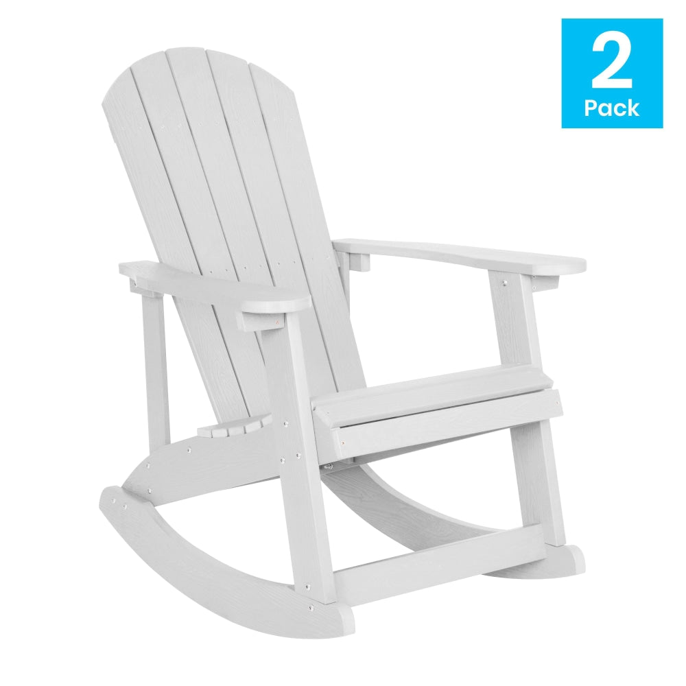 Flash Furniture Savannah All-Weather Adirondack Rocking Chairs, White, Set Of 2 Chairs