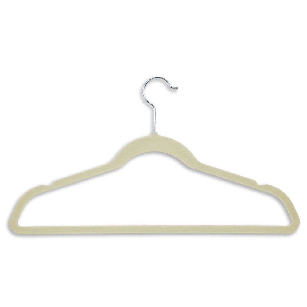 Honey-Can-Do Velvet-Touch Suit Hangers, 9 1/2inH x 1/4inW x 17 3/4inD, Ivory, Pack Of 20