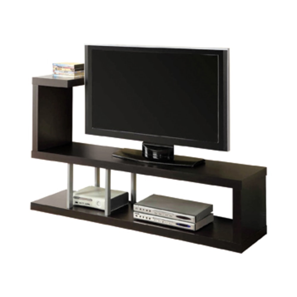 Monarch Specialties Hollow-Core TV Stand, For Flat-Panel TVs Up To 47in, Cappuccino