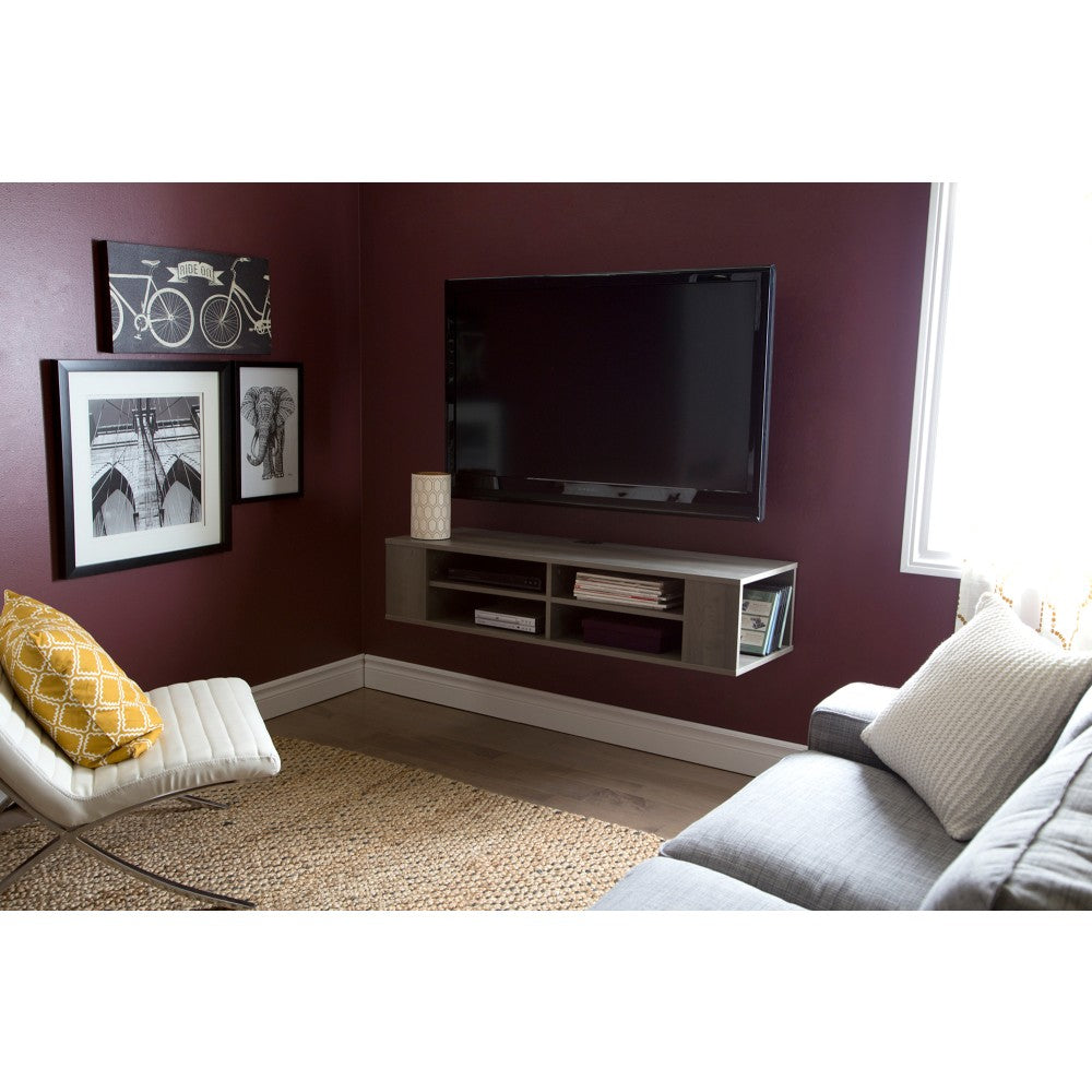 South Shore City Life Wall Mounted Media Console, Gray Maple