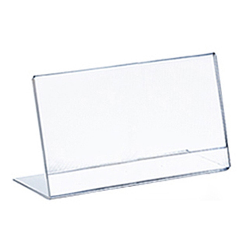 Azar Displays L-Shaped Acrylic Sign Holders, 3-1/2in x 5in, Clear, Pack Of 10 Holders