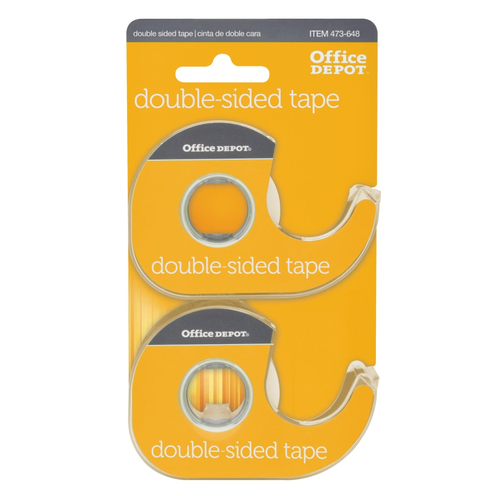 Office Depot Brand Double-Sided Tape In Dispensers, 1/2in x 400in, Clear, Pack of 2 rolls