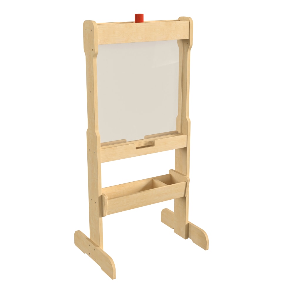 Flash Furniture Bright Beginnings Commercial Grade Double-Sided Wooden Free-Standing STEAM Easel With Storage Tray, Beech