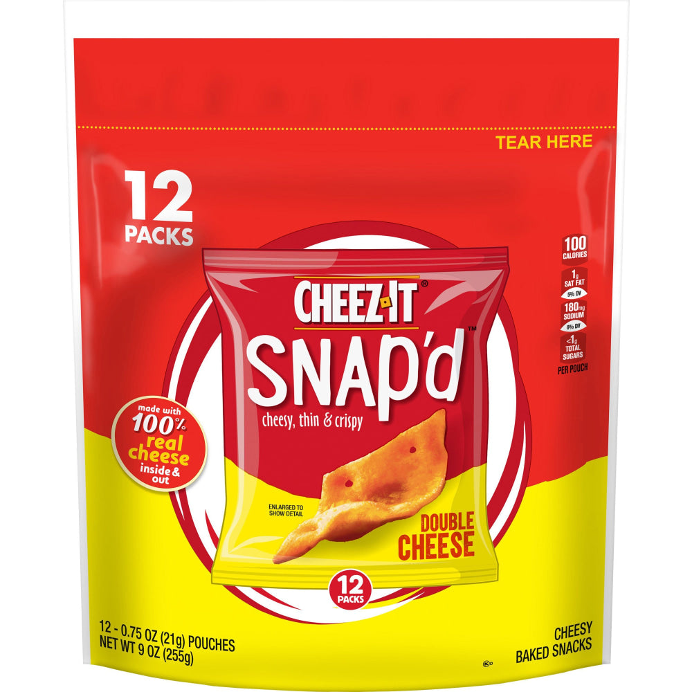 Cheez-It Snap-d Double Cheese Crackers - Cheese - 0.75 oz - 12 / Box