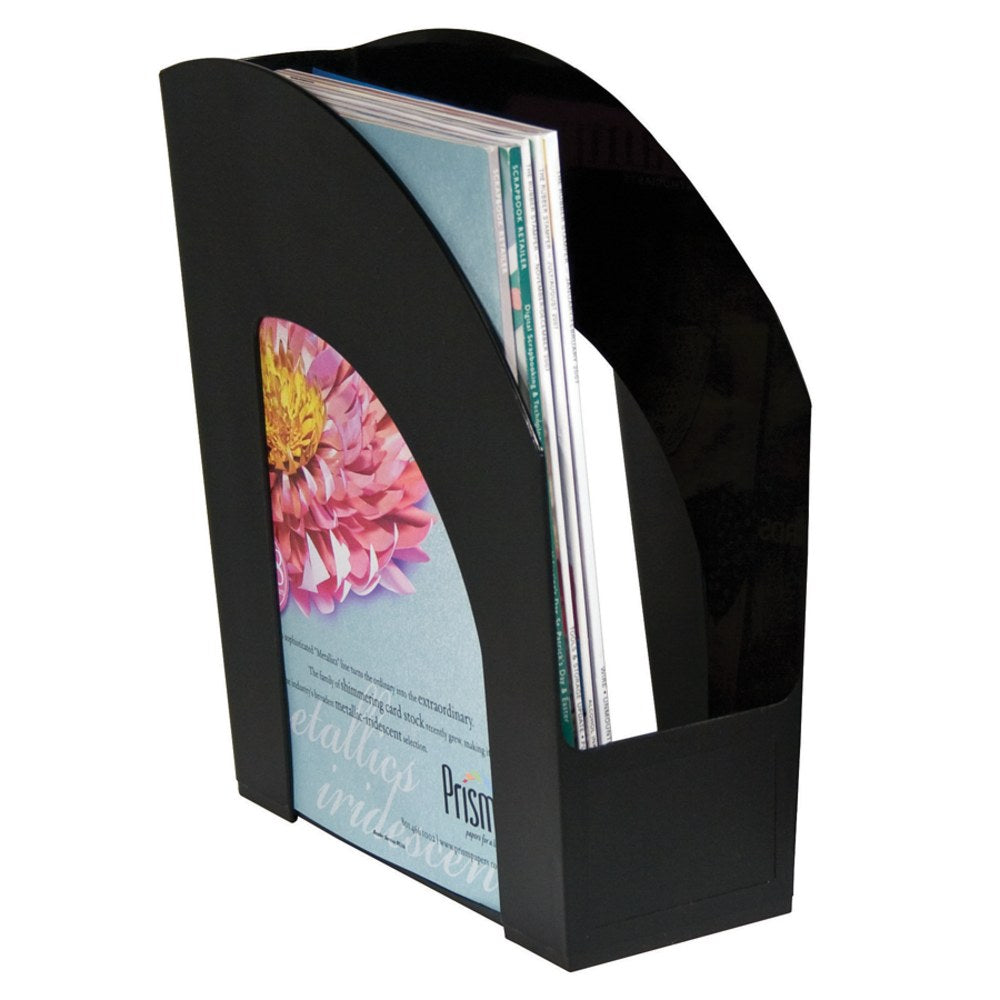 Office Depot Brand Arched Plastic Magazine File, 8 1/2in x 11in, Black