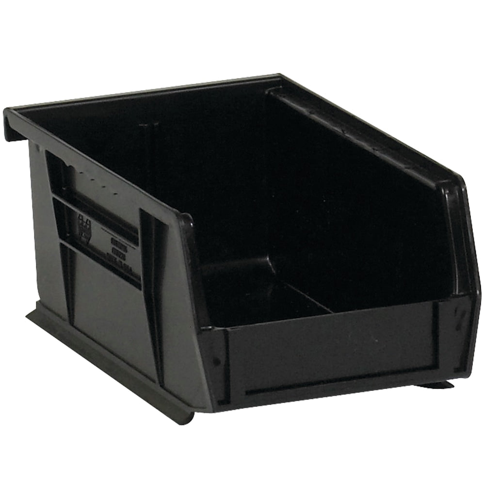 Partners Brand Plastic Stack & Hang Bin Boxes, Small Size, 9 1/4in x 6in x 5in, Black, Pack Of 12