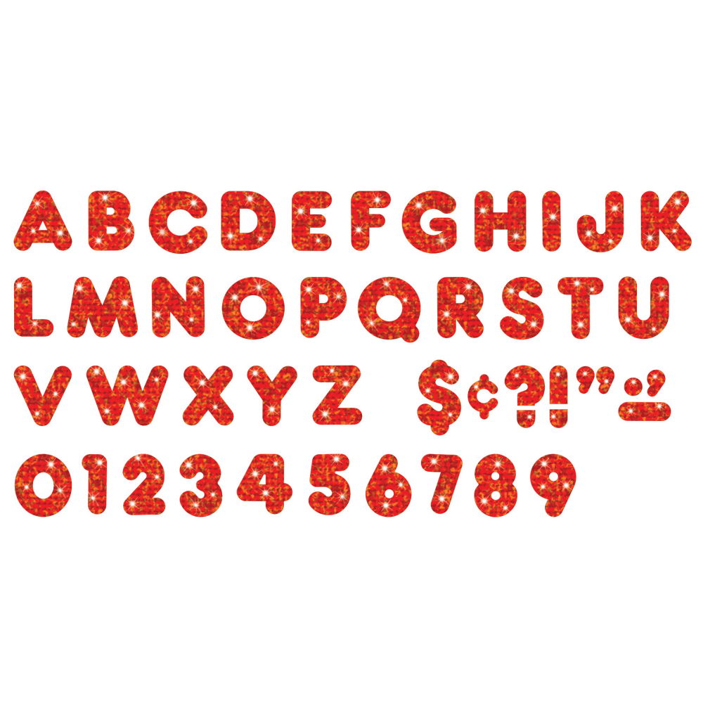 TREND Ready Letters, 4in, Casual Uppercase, Red Sparkle, Set Of 3 Packs