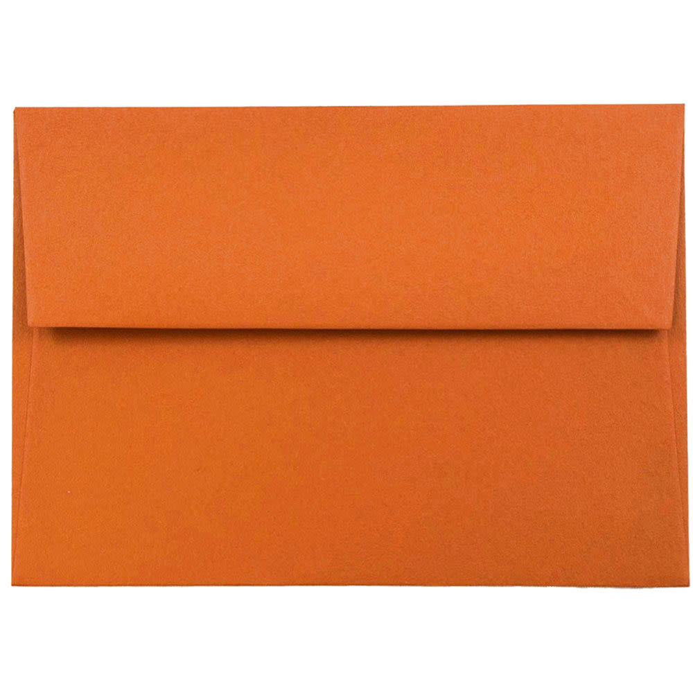 JAM Paper Stationery Set, 5 1/4in x 7 1/4in, Set Of 25 White Cards And 25 Dark Orange Envelopes