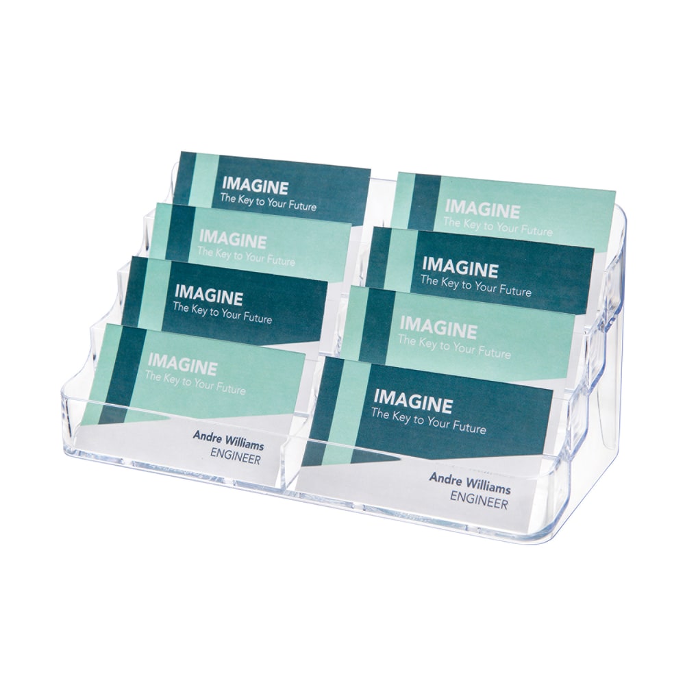 Deflecto 8-Compartment Business Card Holder, 3 7/8inH x 7 7/8inW x 3 5/8inD, Clear, 70801RT