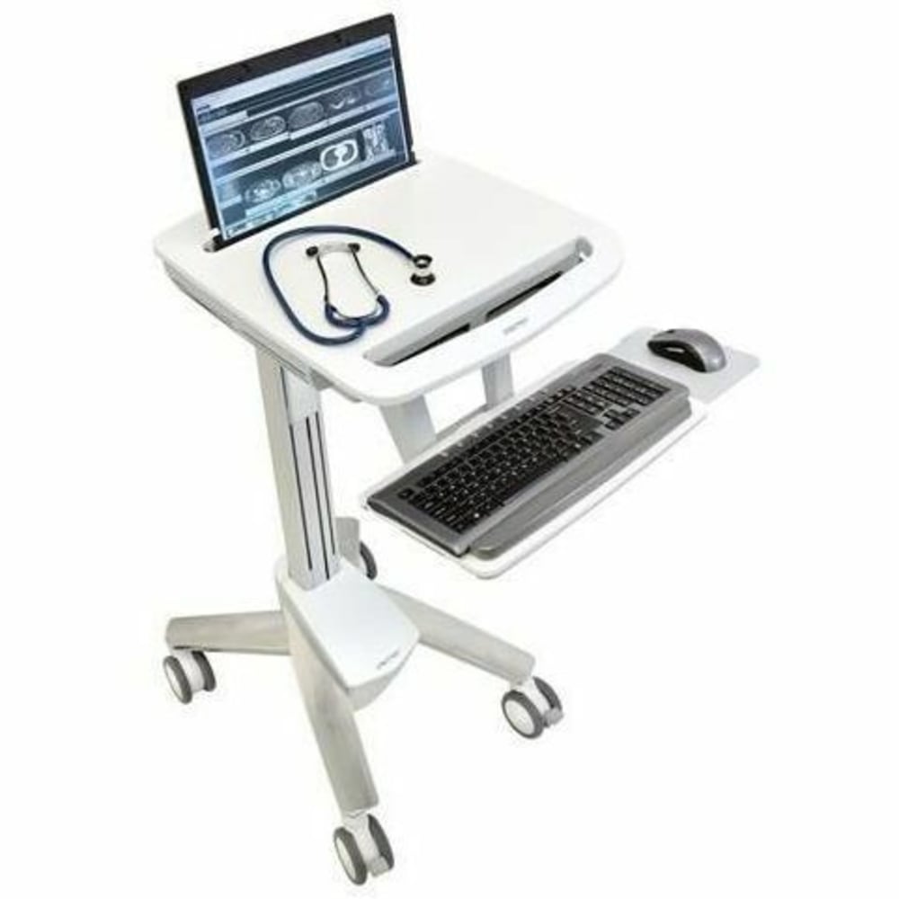 Ergotron StyleView EMR Laptop Cart, SV40 - 18 lb Capacity - 4 Casters - Aluminum, Plastic, Zinc Plated Steel - 18.3in Width x 50.5in Height - White, Gray, Polished Aluminum17.3in Screen Supported