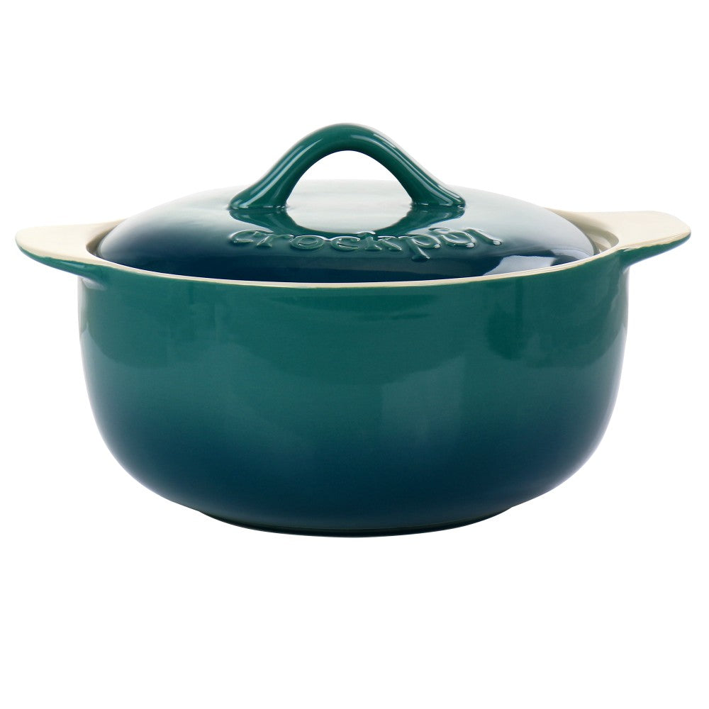 Crock-Pot Artisan 2.3-Quart Stoneware Round Casserole Dish, Gradient Teal