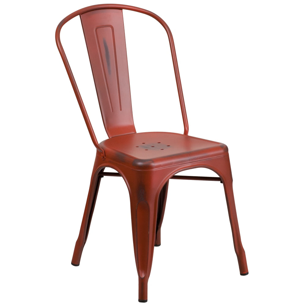 Flash Furniture Commercial Distressed Stackable Chair, Kelly Red