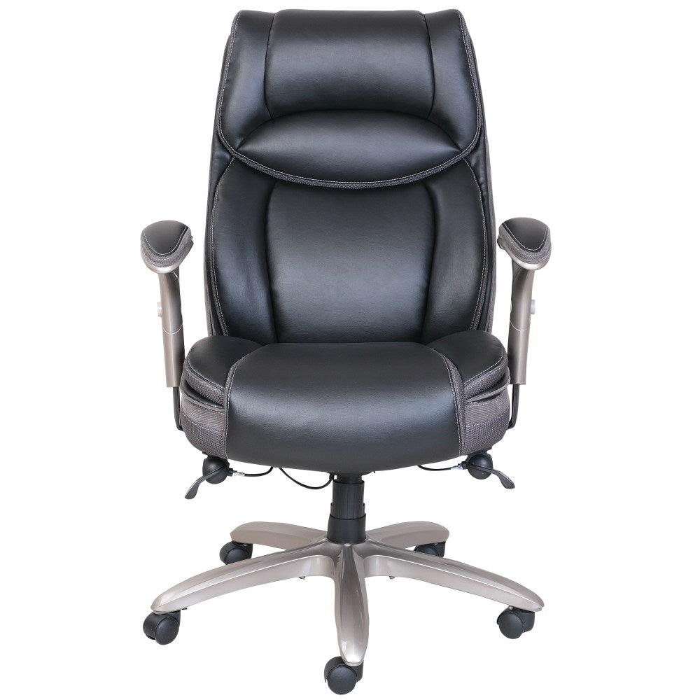 Serta Smart Layers Jennings Big & Tall Ergonomic Bonded Leather High-Back Executive Chair, Black/Slate