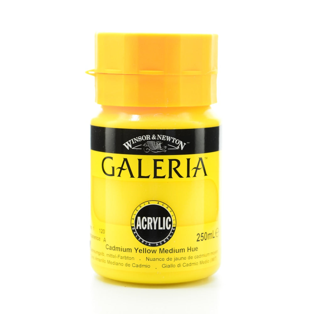 Winsor & Newton Galeria Flow Formula Acrylic Colors, 250 mL, Cadmium Yellow Medium Hue, 120, Pack Of 2