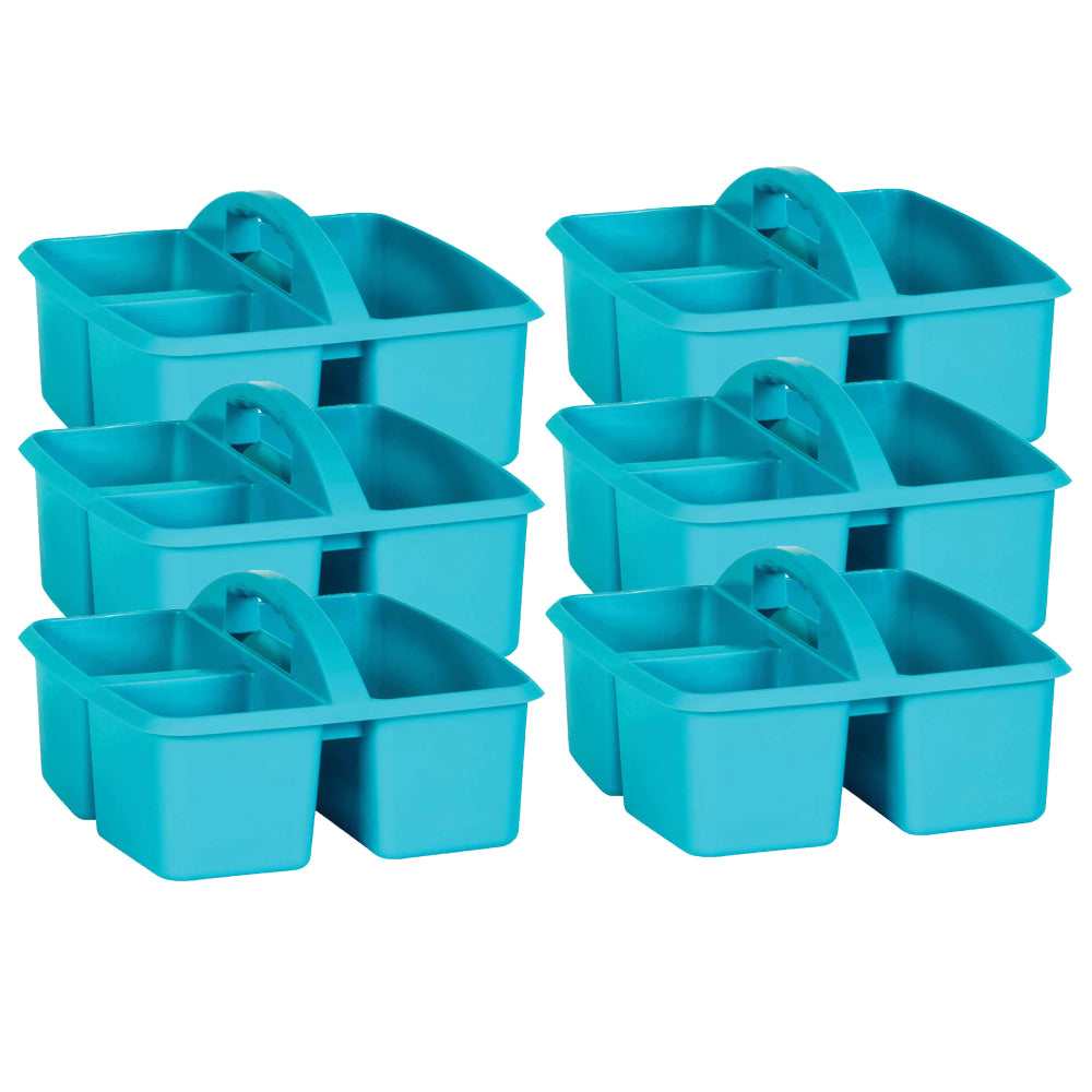 Teacher Created Resources Plastic Storage Caddies, Medium Size, Teal, Pack Of 6 Caddies