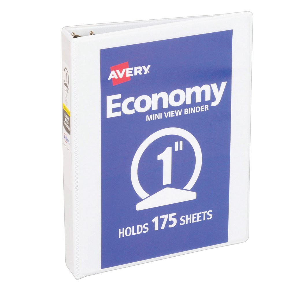 Avery Economy 3-Ring Binder, 1in Round Rings, White