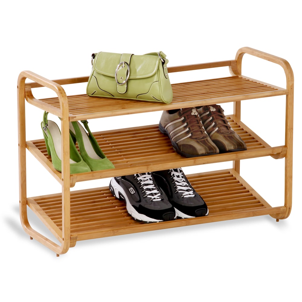 Honey-can-do SHO-01599 3-Tier Deluxe Bamboo Shoe Storage Rack, Natural - 24 x Shoes - 3 Tier(s) - 20in Height x 13in Width30in Length - Eco-friendly, Ventilated, Moisture Resistant, Durable - Bamboo