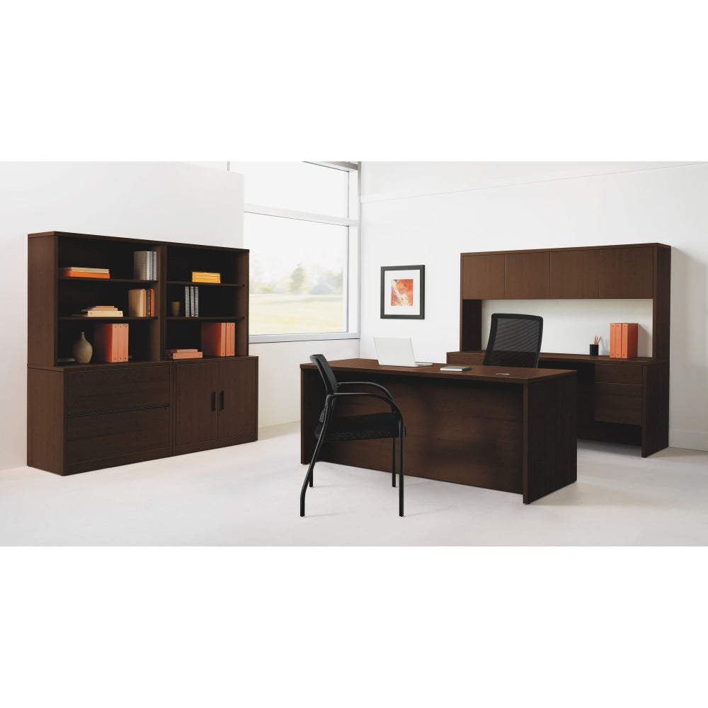 HON 10500 Series Laminate Desk Ensemble Stack-On 78inW Desk Hutch, Mahogany