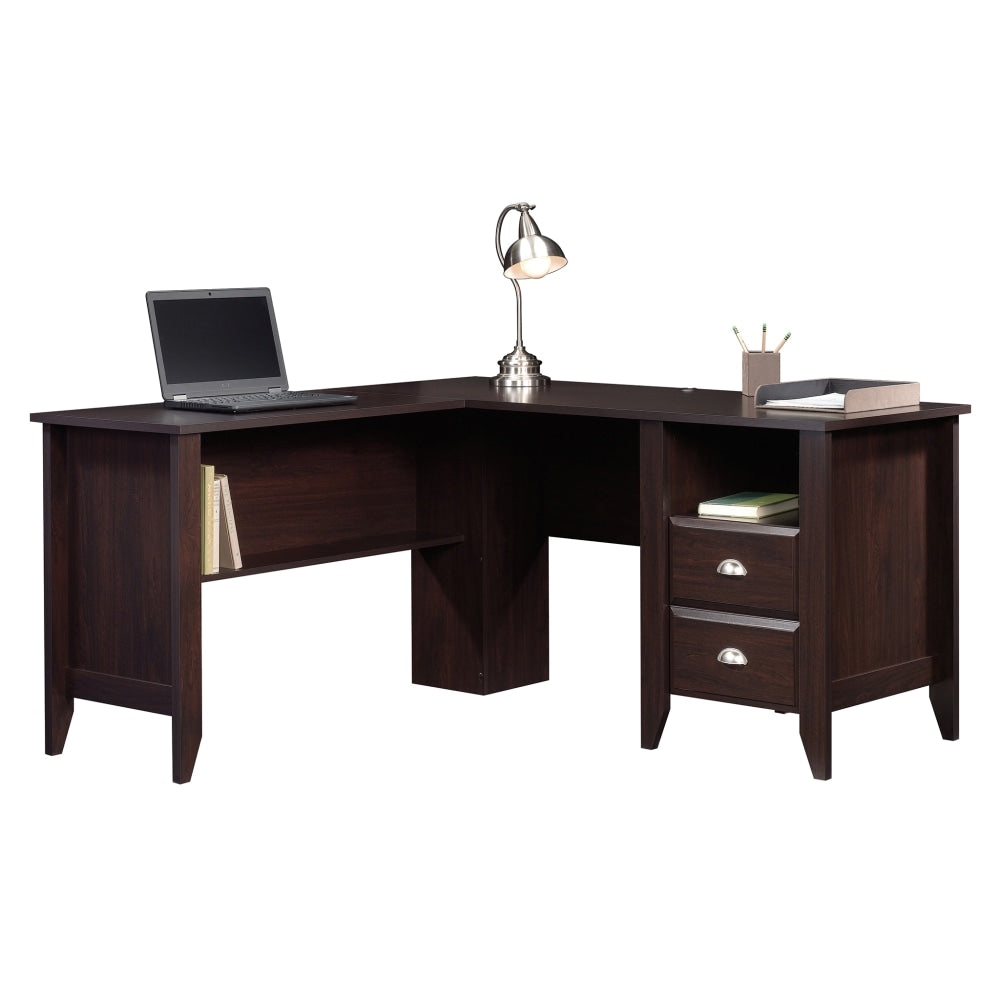 Sauder Shoal Creek 59inW L-Shaped Corner Desk, Jamocha Wood