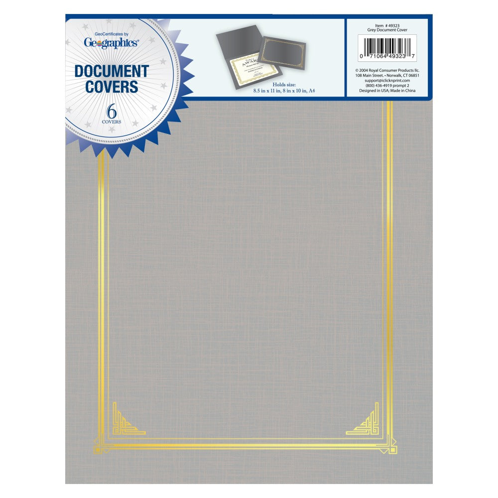 Geographics Document Covers, 9 1/2in x 12 1/4in, Gray, Pack Of 6