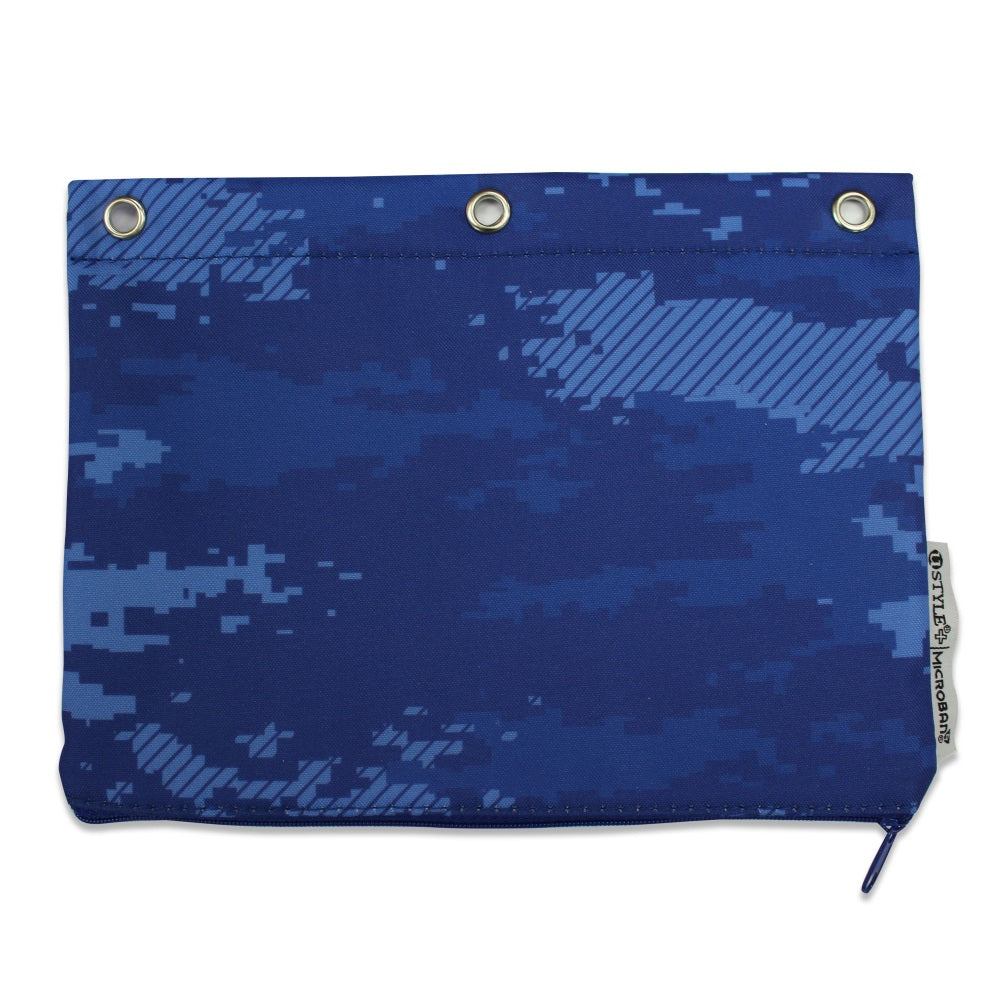 U Style 3-Ring Pencil Pouch With Microban Antimicrobial Protection, 7 1/2in x 9 3/4in, Blue Camo