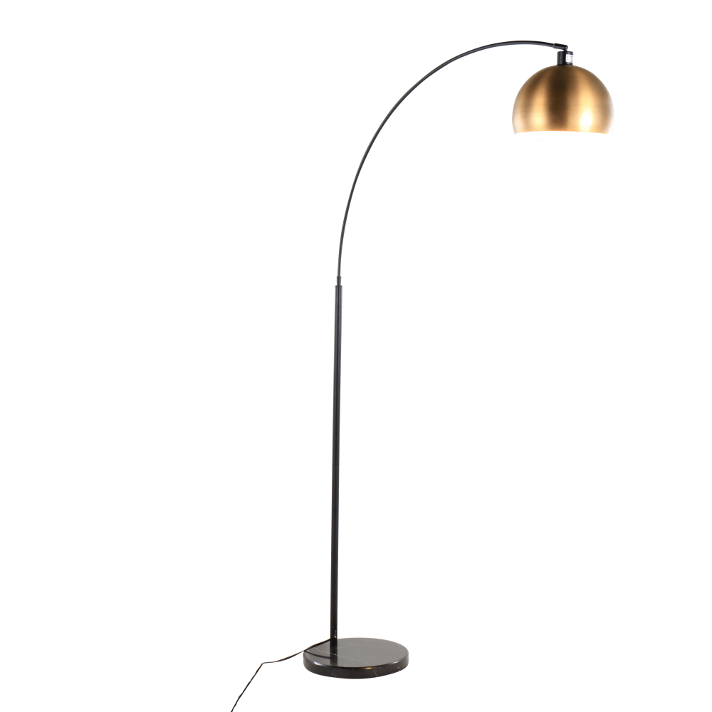 LumiSource March Floor Lamp, 74inH, Antique Brass Shade/Black Base