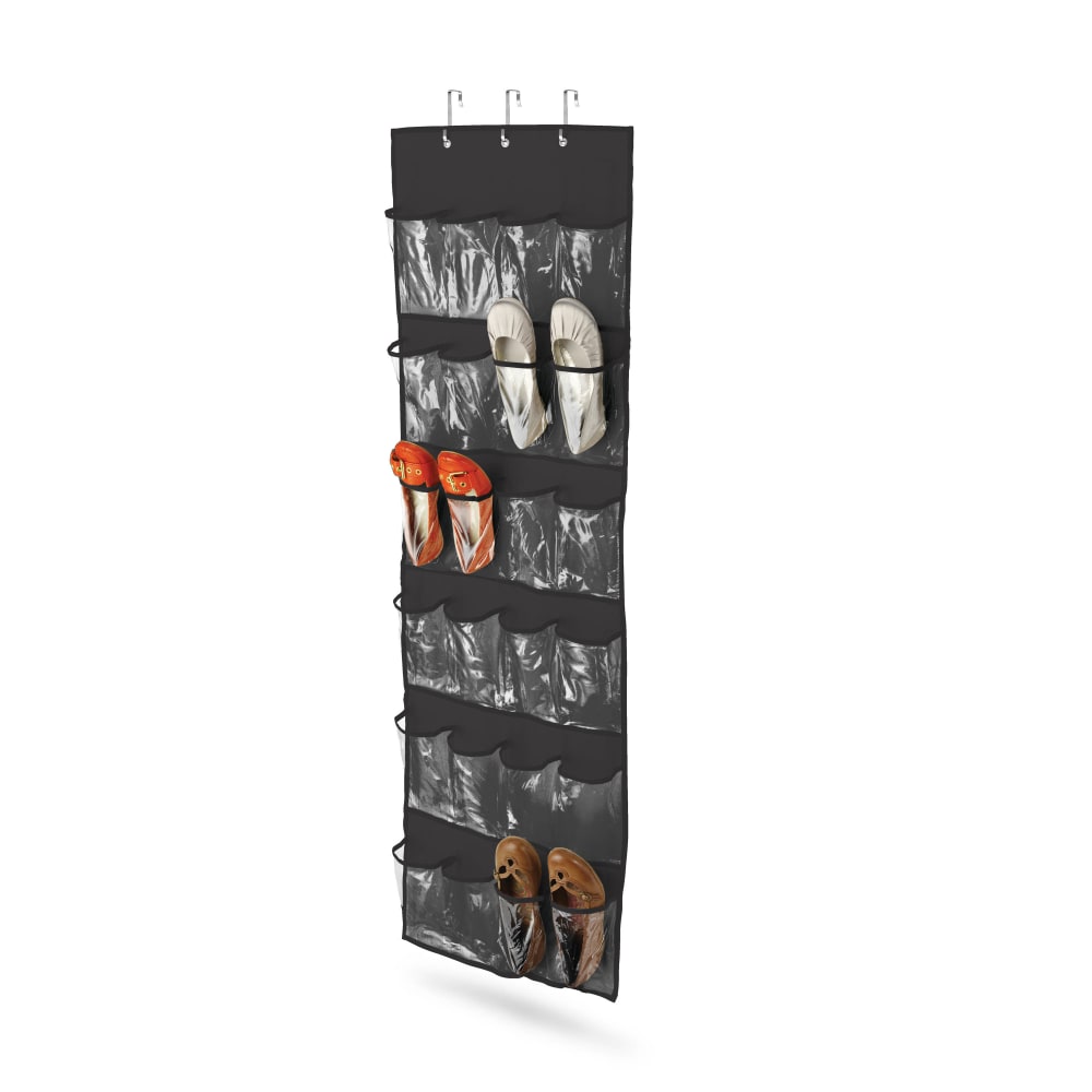 Honey-Can-Do Over-The-Door 24-Pocket Closet Organizer, 57inH x 21inW x 2 1/2inD, Black