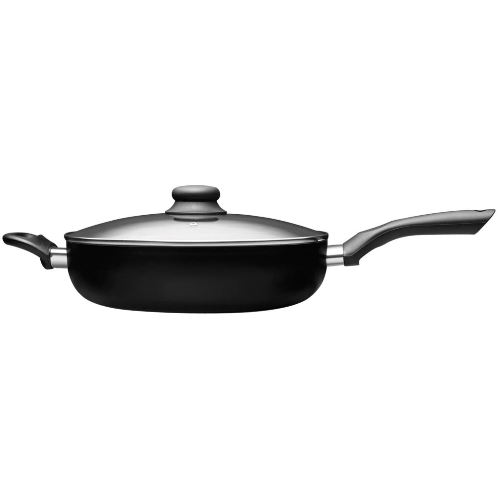 Starfrit 11-Inch Nonstick Aluminum Deep Fry Pan with Lid - 2 Pieces - Cooking, Frying - Dishwasher Safe - Oven Safe - 11in Frying Pan - Black