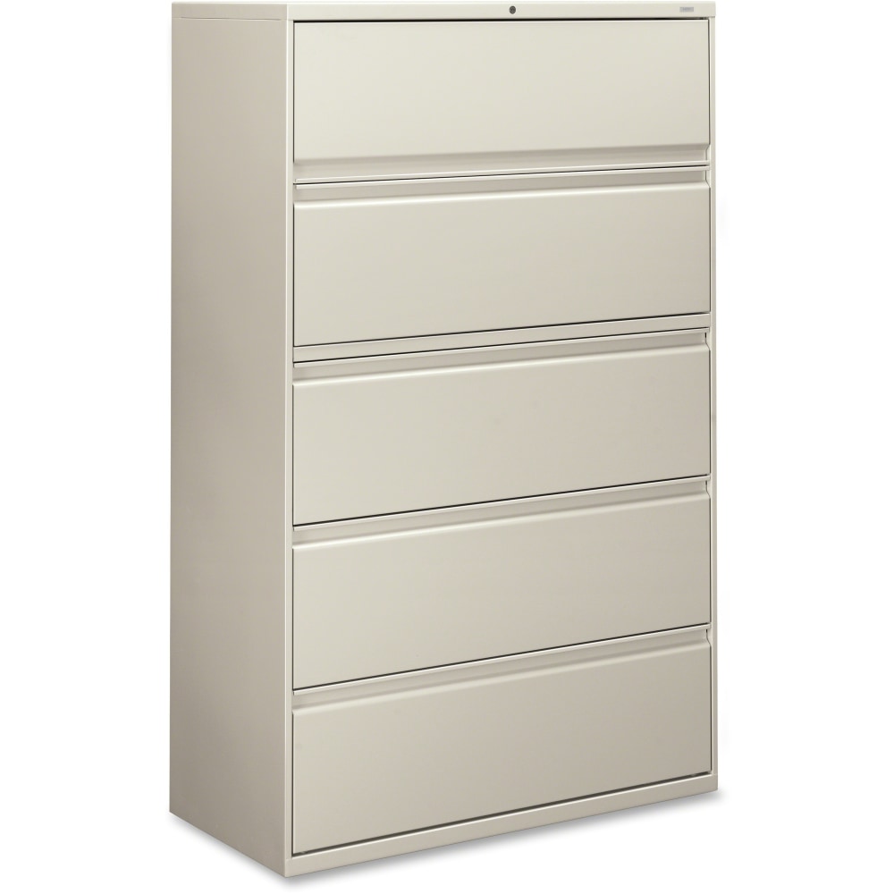 HON 42inW x 19-1/4inD Lateral 5-Drawer File Cabinet With Lock, Light Gray