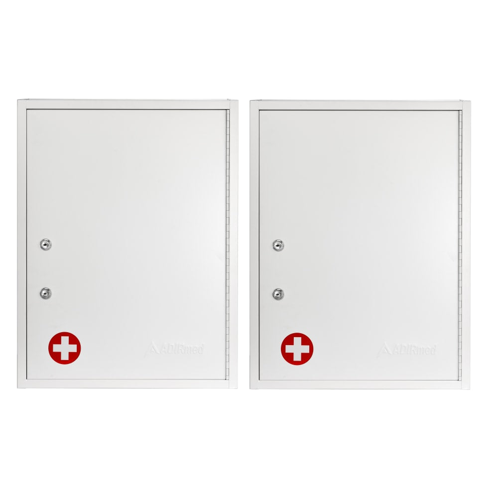 Alpine AdirMed Large Dual Lock Surface-Mount Medical Security Cabinets, 21inH x 16inW x 6inD, White, Pack Of 2 Cabinets