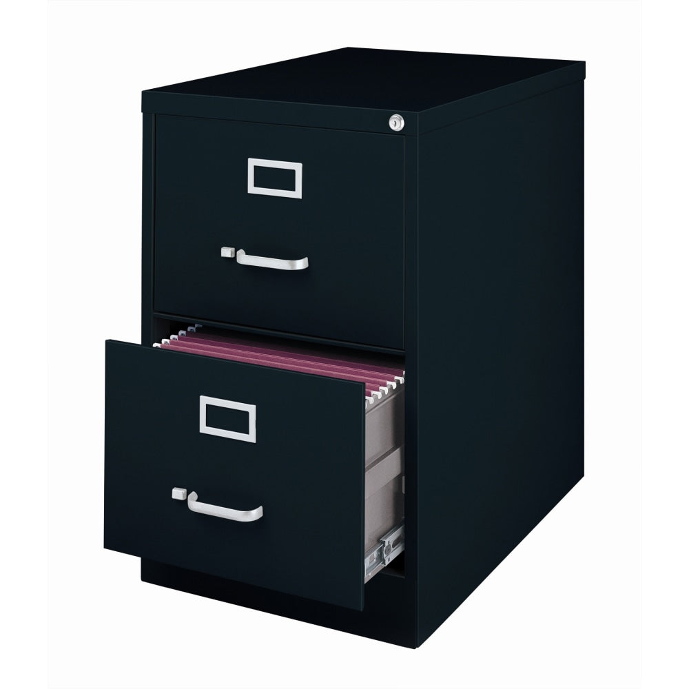 WorkPro 26-1/2inD Vertical 2-Drawer Legal-Size File Cabinet, Black