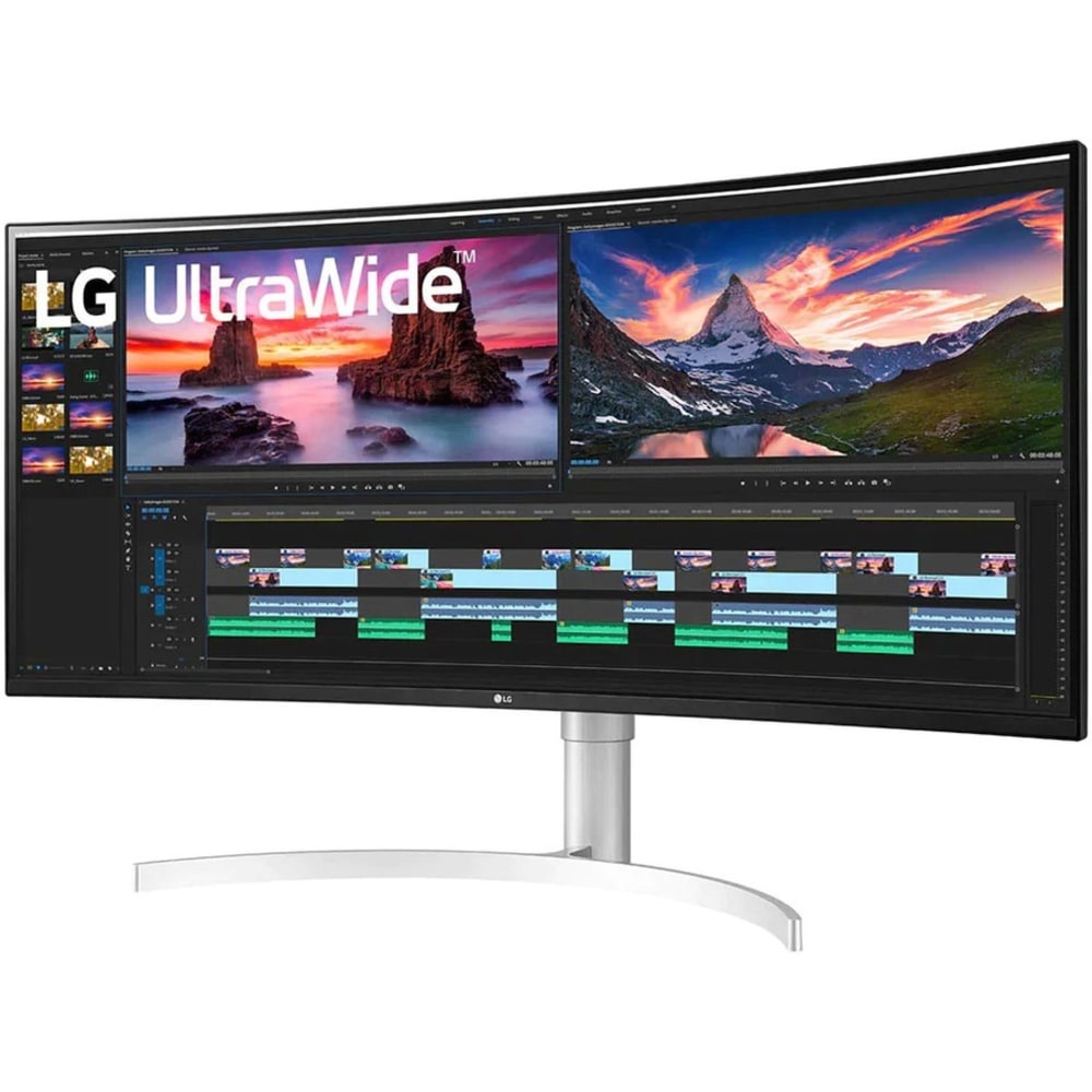 LG Ultrawide 38BN95C-W 38in UW-QHD+ Curved Screen Gaming LCD Monitor - 21:9 - Textured Black, Textured White, Silver - 38in Class - Nano In-plane Switching (Nano IPS) Tech - 450 Nit - 1 ms - 144 Hz Refresh Rate - HDMI - DisplayPort - USB Hub