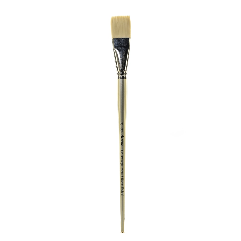 Winsor & Newton Artisan Series Paint Brush, Size 24, Flat/Bright Bristle, Synthetic, Silver