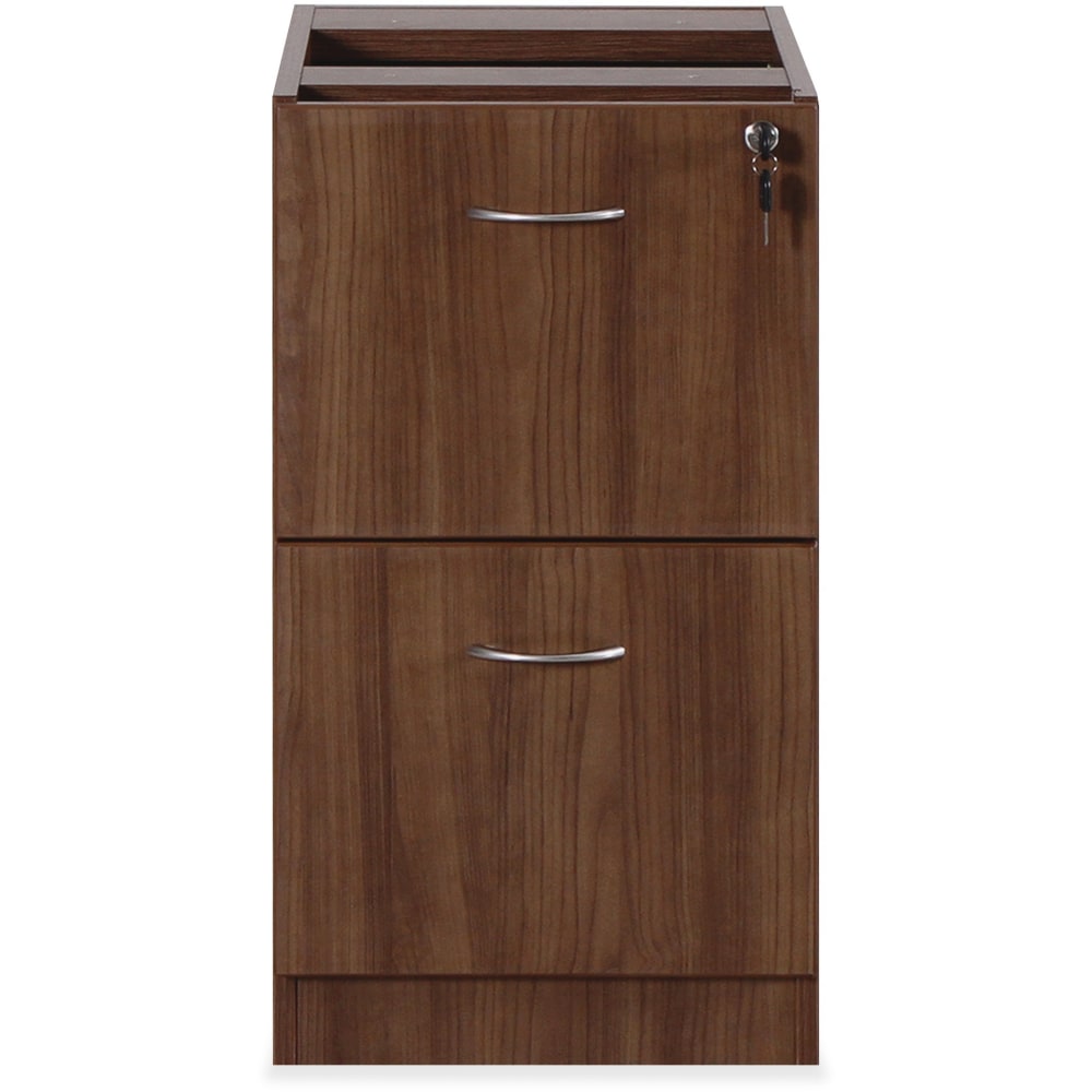 Lorell Essentials 16inW Vertical 2-Drawer Fixed Pedestal File Cabinet For Computer Desk, Walnut