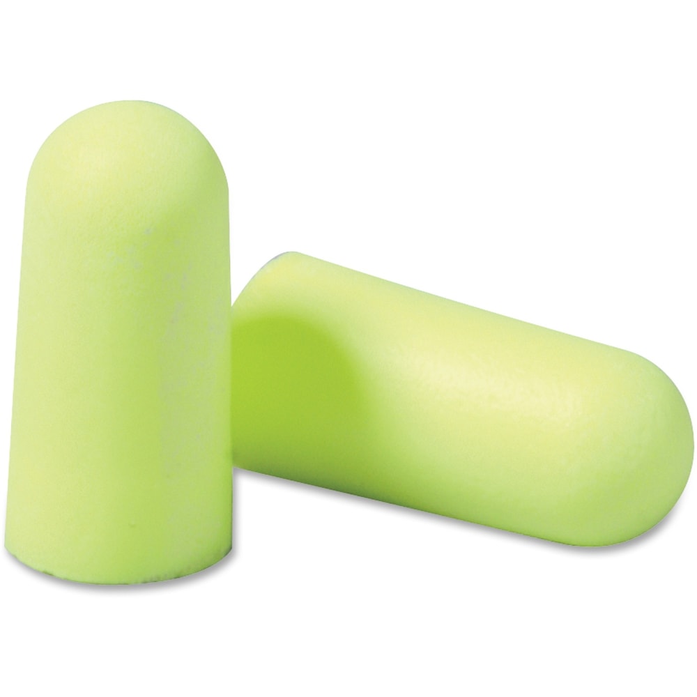 E-A-R Noise Protection Polyurethane Foam Disposable Uncorded Earplugs, Neon Yellow, Box Of 200 Earplugs