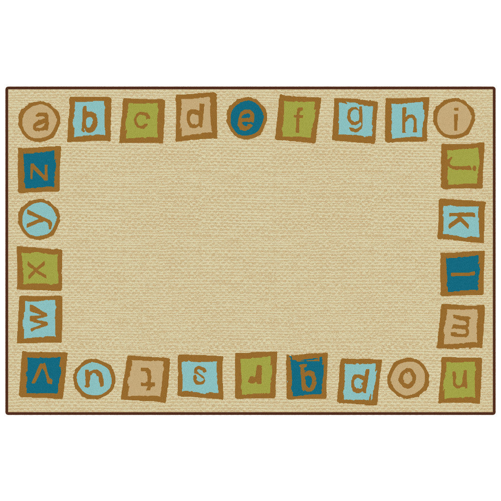 Carpets for Kids KID$Value PLUS Alphabet Blocks Border Activity Rug, 6ft x 9ft , Tan