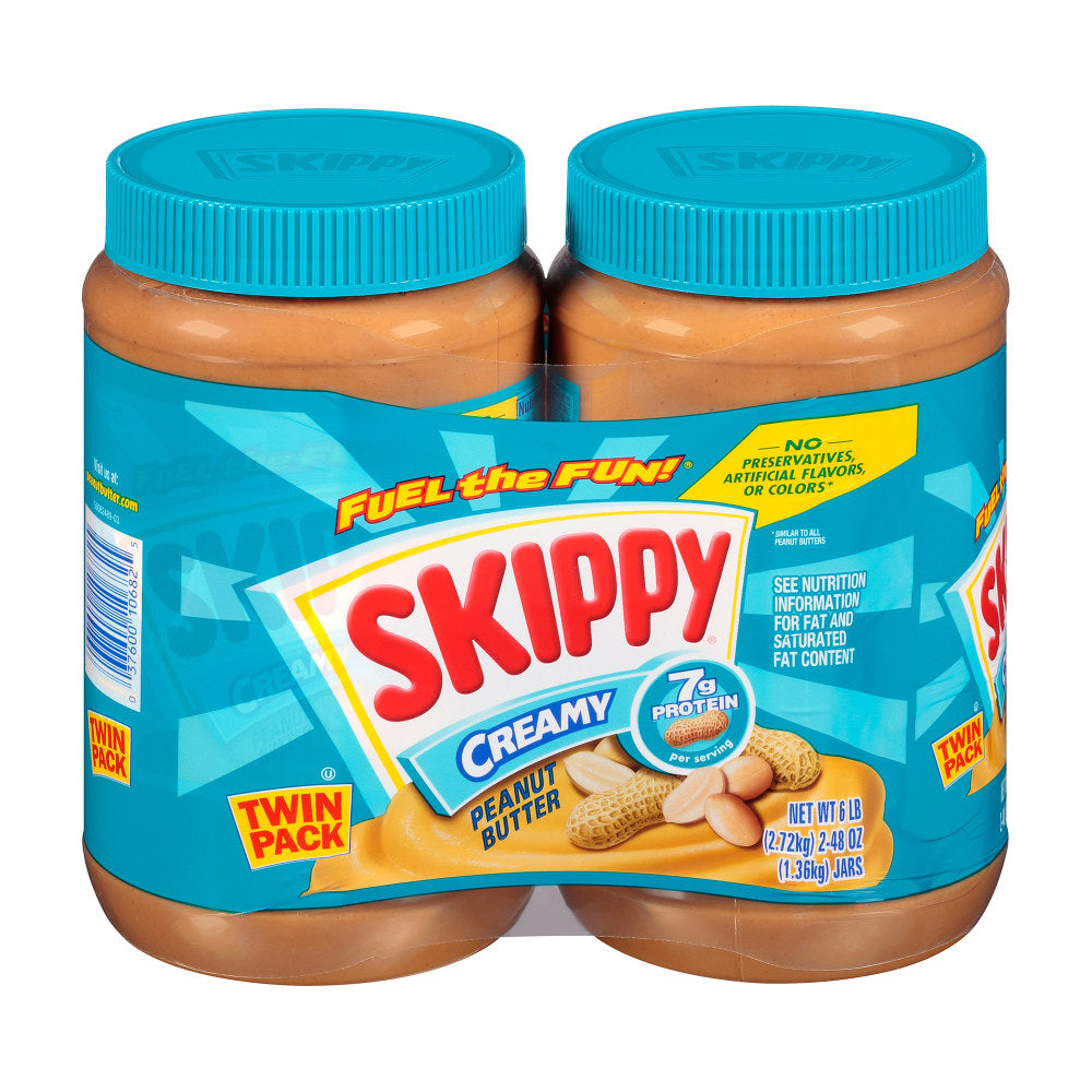 Skippy Creamy Peanut Butter, 48 Oz Jar, Pack Of 2