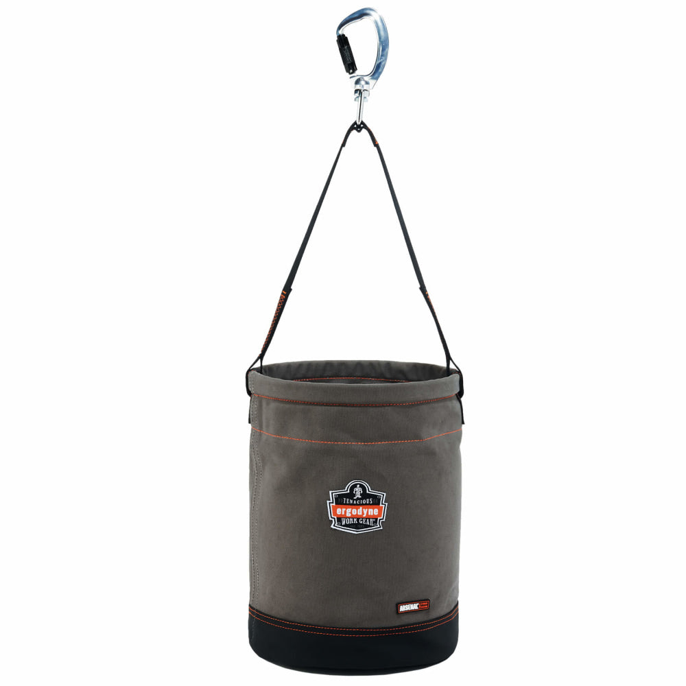 Ergodyne Arsenal 5940 Canvas Hoist Bucket With Swiveling Carabiner, 17in x 12-1/2in, Gray