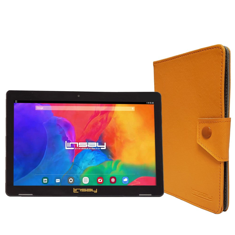 Linsay F10IPS Tablet, 10.1in Screen, 2GB Memory, 64GB Storage, Android 13, Orange