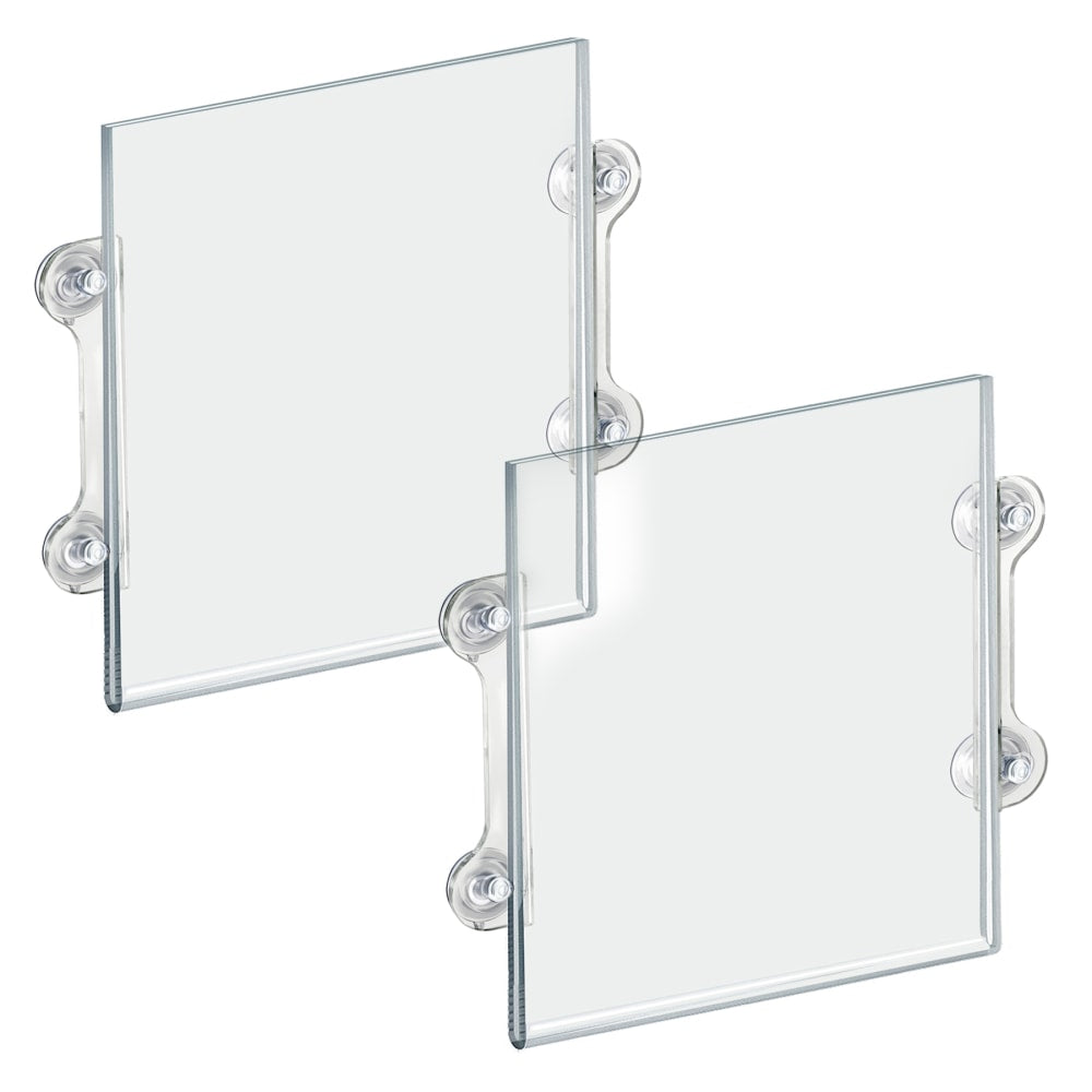 Azar Displays Acrylic Sign Frames With Suction Cups, 14inH x 11inW x 1/4inD, Clear, Pack Of 2 Frames