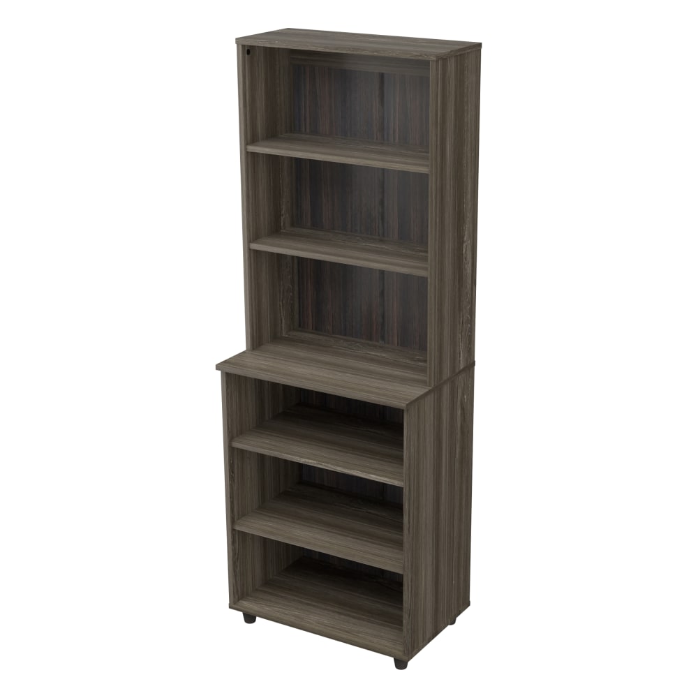 Inval 67inH 6-Shelf Storage Unit, Smoked Oak