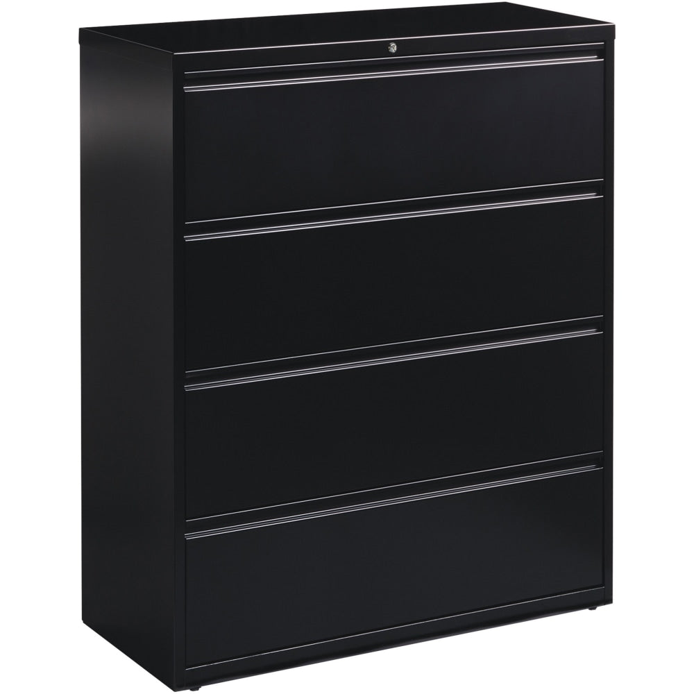 Lorell Fortress 42inW x 18-5/8inD Lateral 4-Drawer File Cabinet, Black