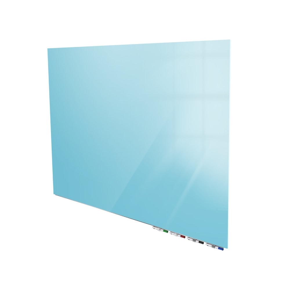 Ghent Aria Magnetic Low-Profile 1/4in Glass Unframed Dry-Erase Whiteboard, 48in x 60in, Blue