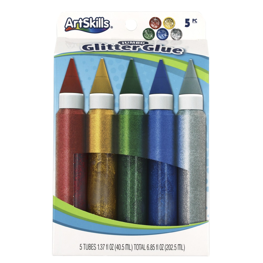 ArtSkills Jumbo Glitter Glue, Assorted Classic Colors, Pack of 5