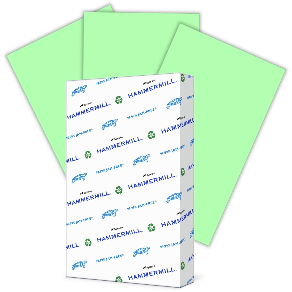 Hammermill Fore Super-Premium Color Copy Paper, Green, Legal (8.5in x 14in), 500 Sheets Per Ream, 20 Lb, 30% Recycled