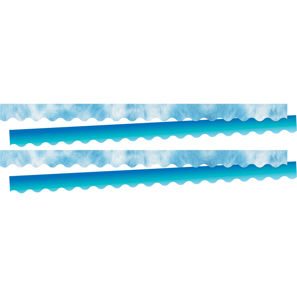 Barker Creek Double-Sided Scalloped-Edge Border Strips, Blue Tie-Dye/Ombre, 2-1/4in x 36in, Set Of 26 Strips