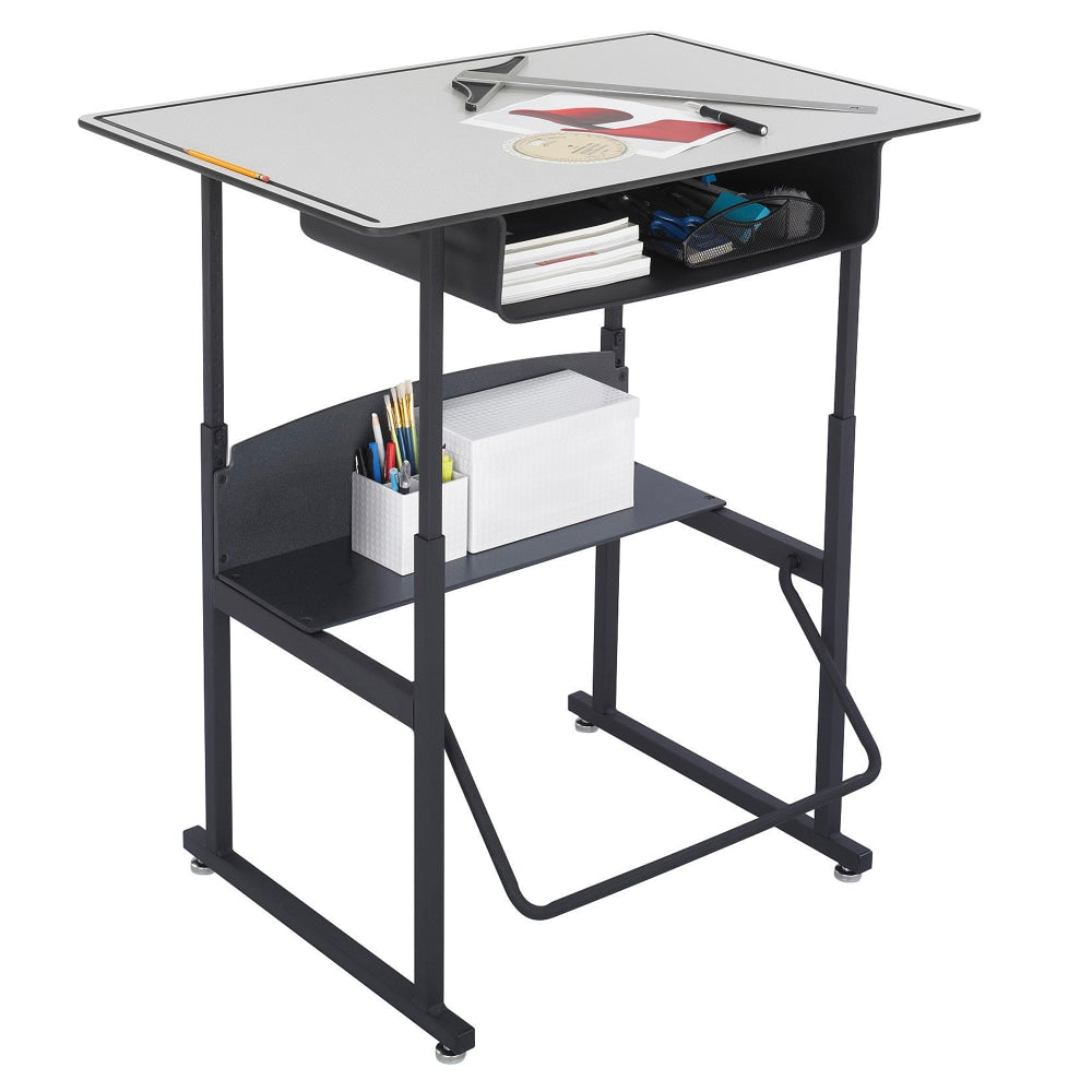 Safco AlphaBetter Adjustable-Height Stand-Up Desk, with Book Box, 36in x 24in Top, Gray/Black