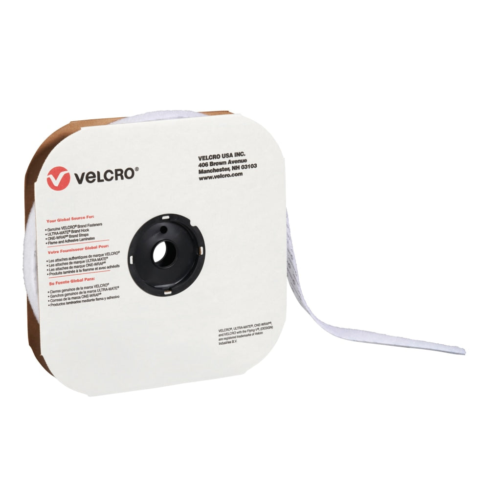 VELCRO Brand Individual Self Stick Tape, Hook, 1in x 75ft, White