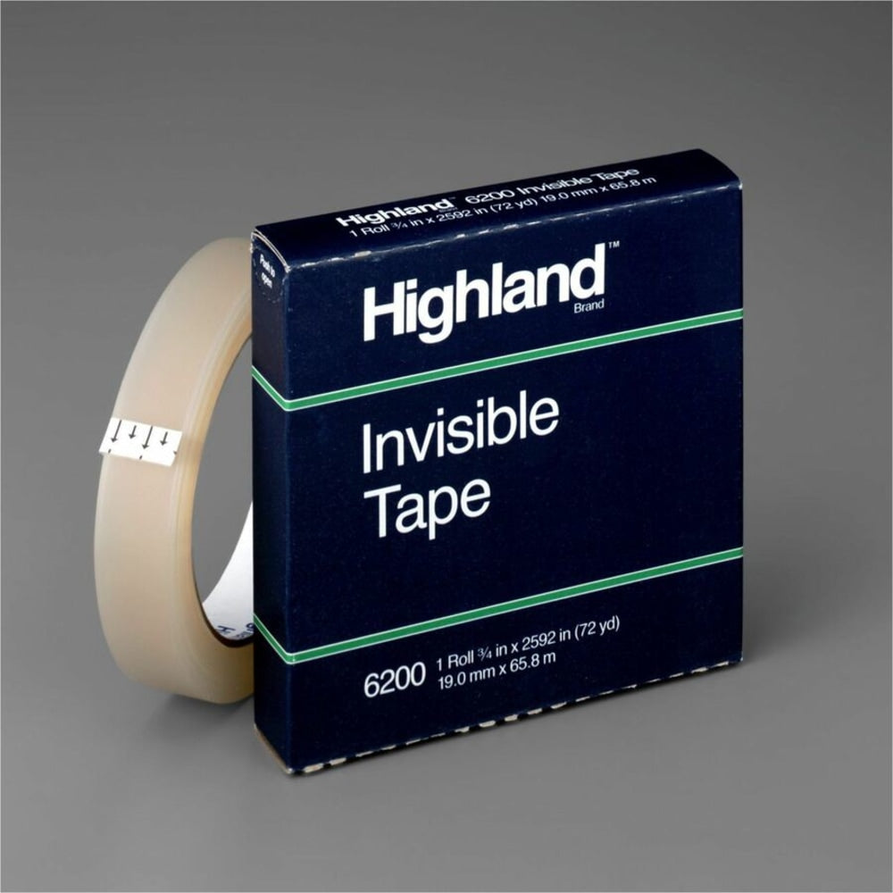 Highland 3/4inW Matte-finish Invisible Tape - 72 yd Length x 0.75in Width - 3in Core - For Mending, Holding, Splicing - 1 / Roll - Matte - Clear